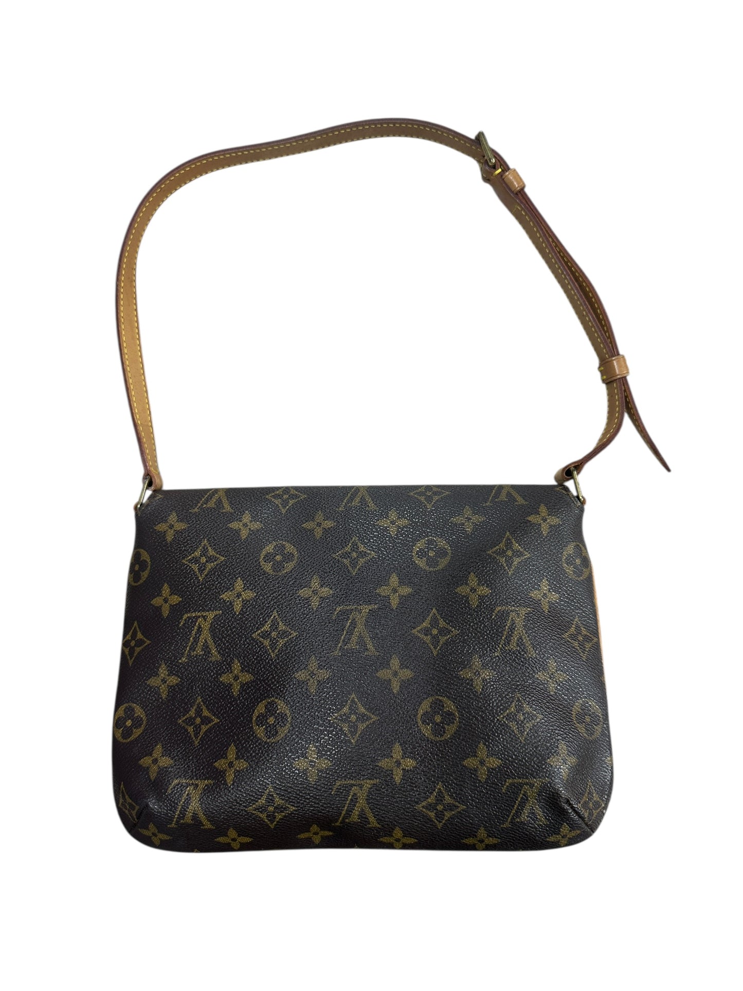 LOUIS VUITTON Monogram Musette Tango Shoulder Bag Brown Gold Hardware LO2262