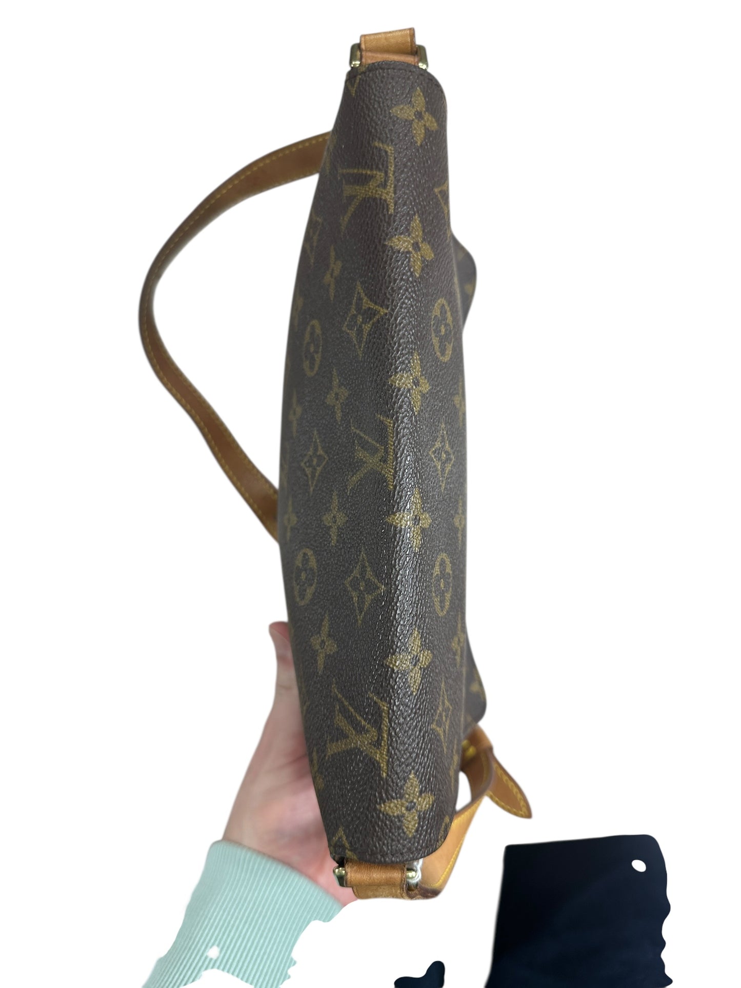 LOUIS VUITTON Monogram Musette Tango Shoulder Bag Brown Gold Hardware LO2266