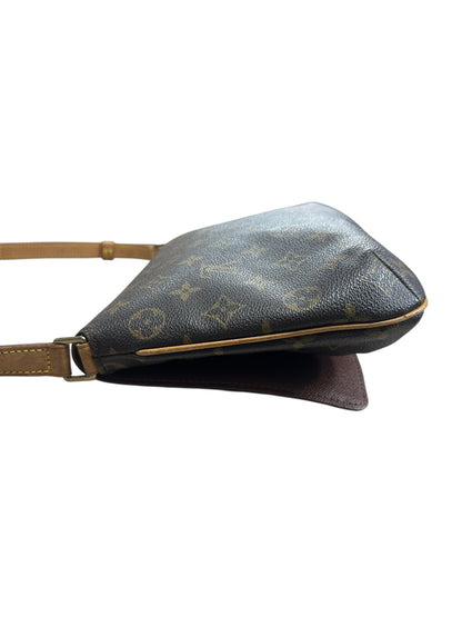 LOUIS VUITTON Monogram Musette Tango Shoulder Bag Brown Gold Hardware LO2267