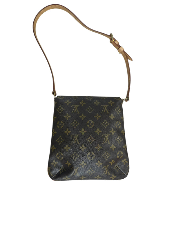 LOUIS VUITTON Monogram Musette Tango Shoulder Bag Brown Gold Hardware LO2278
