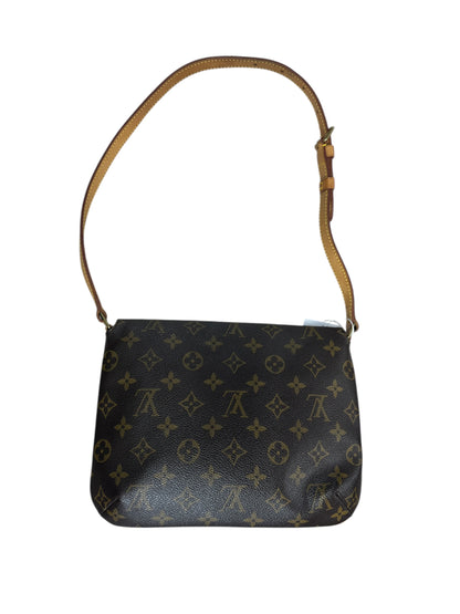 LOUIS VUITTON Monogram Musette Tango Shoulder Bag Brown Gold Hardware LO2280