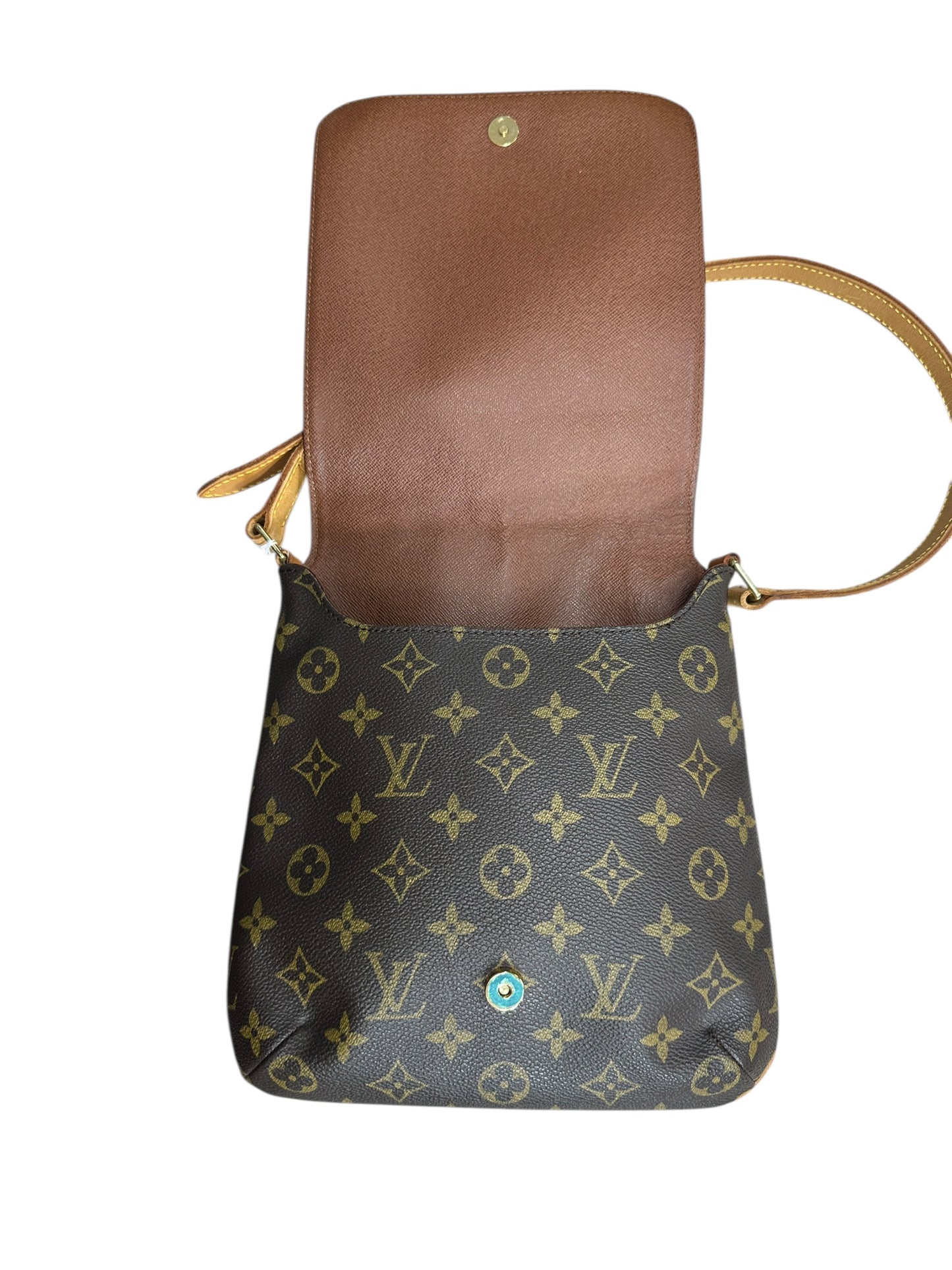 LOUIS VUITTON Monogram Musette Tango Shoulder Bag Brown Gold Hardware LO2242