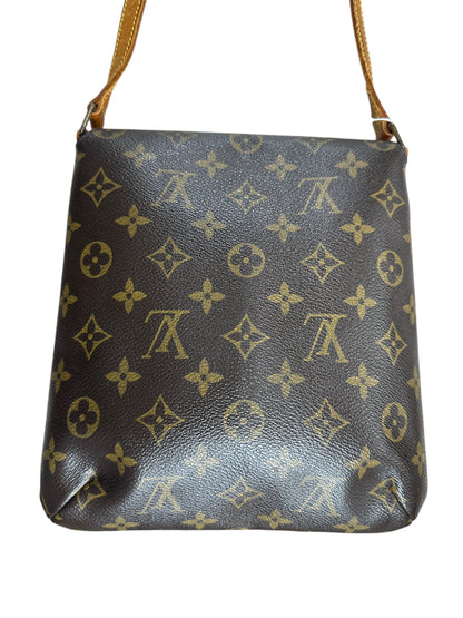 LOUIS VUITTON Monogram Musette Tango Shoulder Bag Brown Gold Hardware LO2257