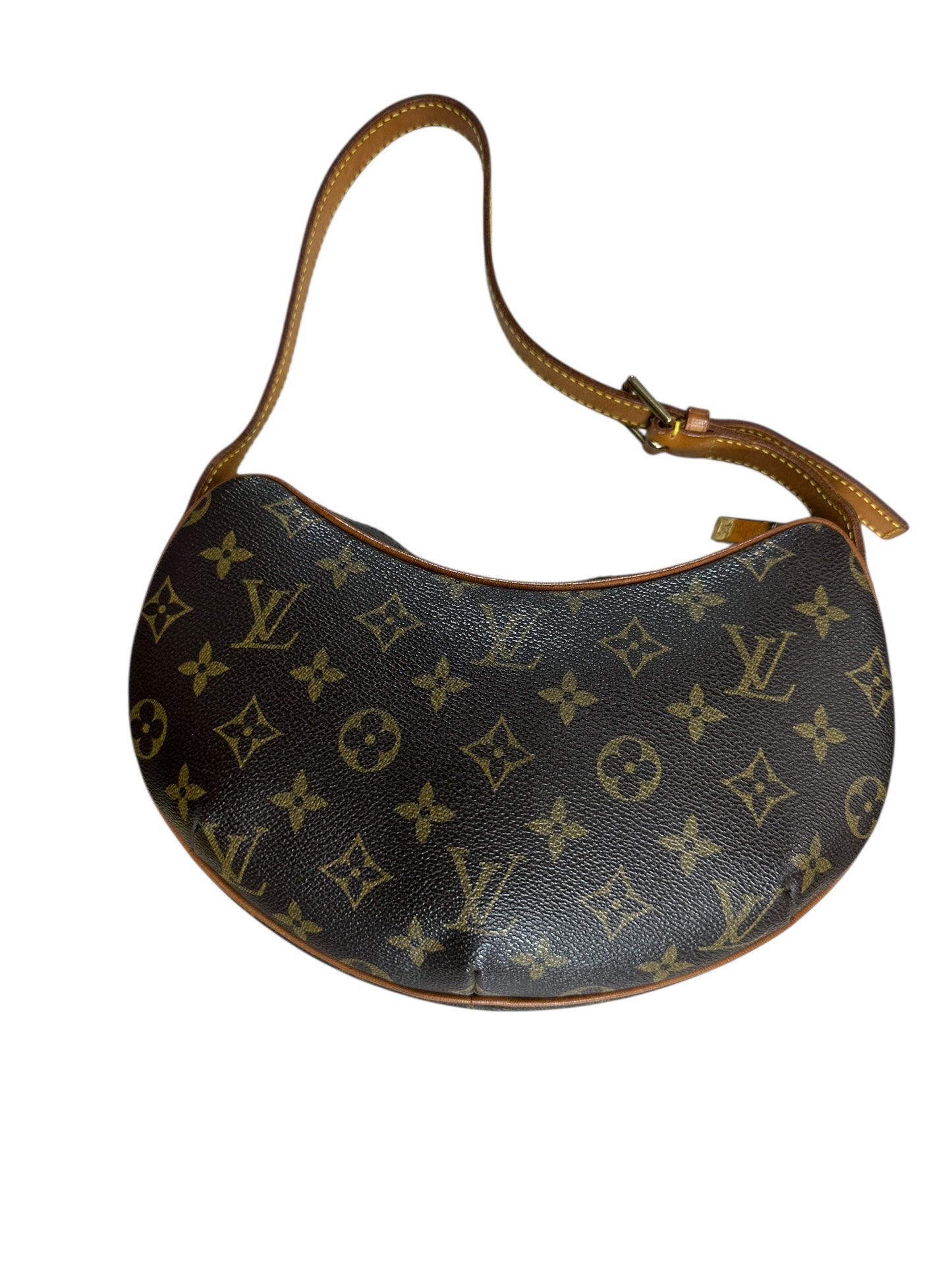 LOUIS VUITTON Monogram Croissant PM Shoulder Bag Brown Gold Hardware LO2261