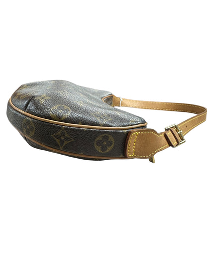 LOUIS VUITTON Monogram Croissant PM Shoulder Bag Brown Gold Hardware LO2277