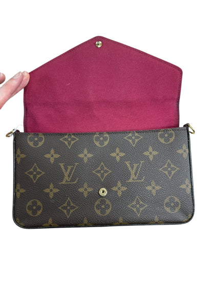 LOUIS VUITTON Monogram Felicie Pochette Crossbody Bag Brown Gold Hardware LO2284