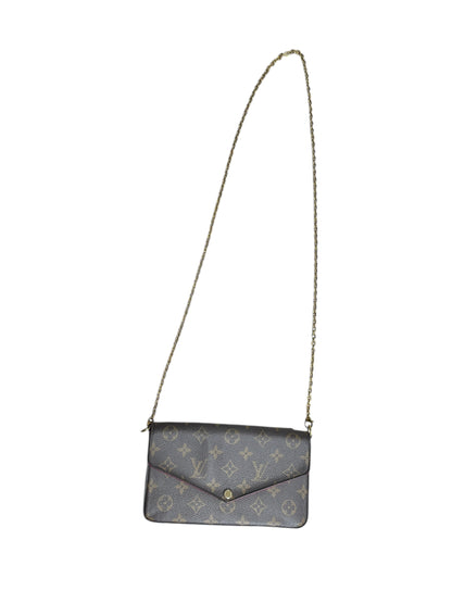 LOUIS VUITTON Monogram Felicie Pochette Crossbody Bag Brown/Fuchsia Gold Hardware LO2296
