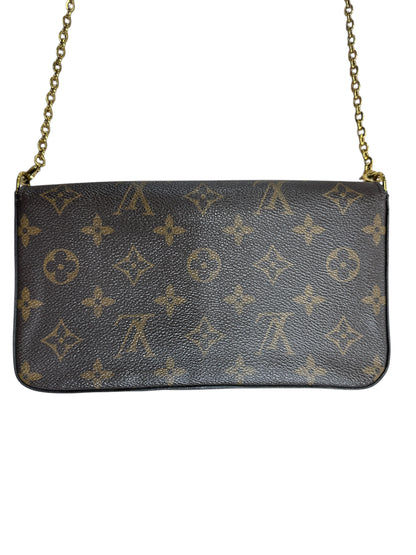 LOUIS VUITTON Monogram Felicie Pochette Crossbody Bag Brown/Fuchsia Gold Hardware LO2296