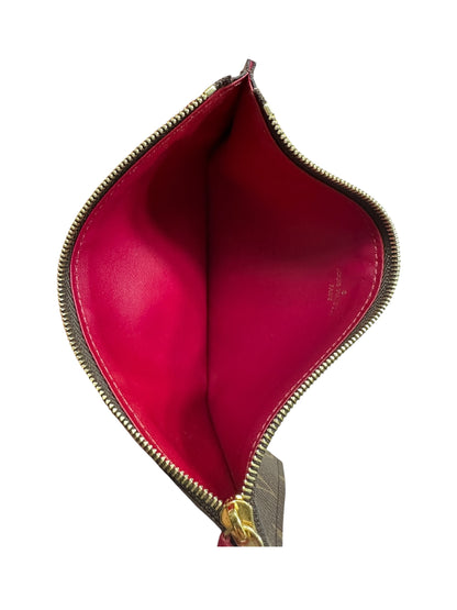 LOUIS VUITTON Monogram Felicie Pochette Crossbody Bag Brown/Fuchsia Gold Hardware LO2296