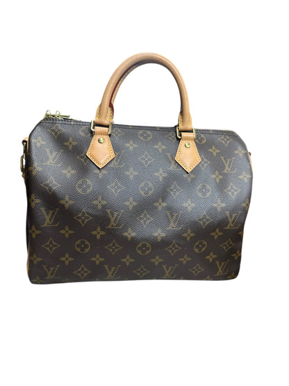 LOUIS VUITTON Monogram Speedy Bandouliere 30 Handbag Brown Gold Hardware LO2256