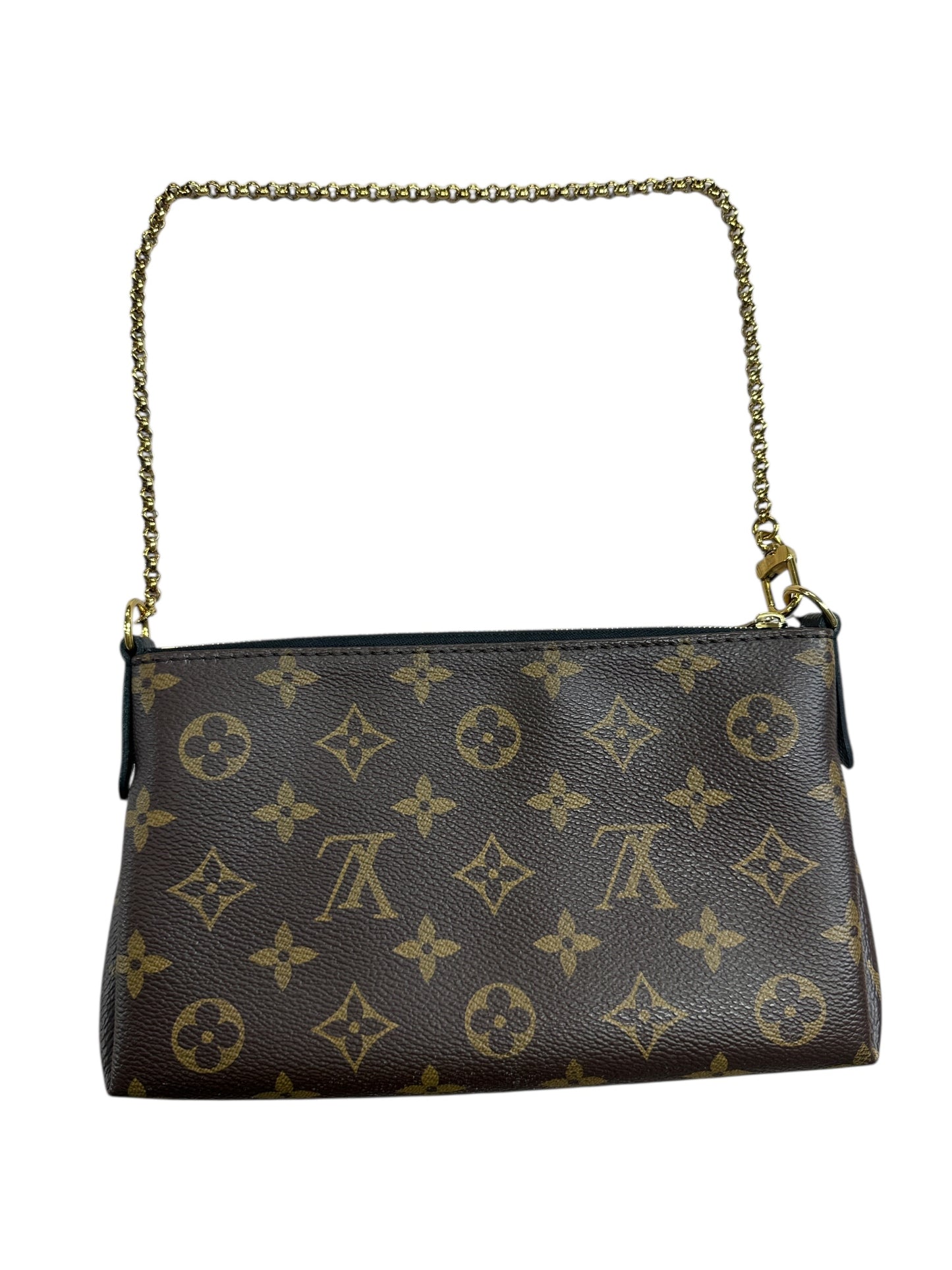 LOUIS VUITTON Monogram Pallas Clutch Brown Gold Hardware LO2248