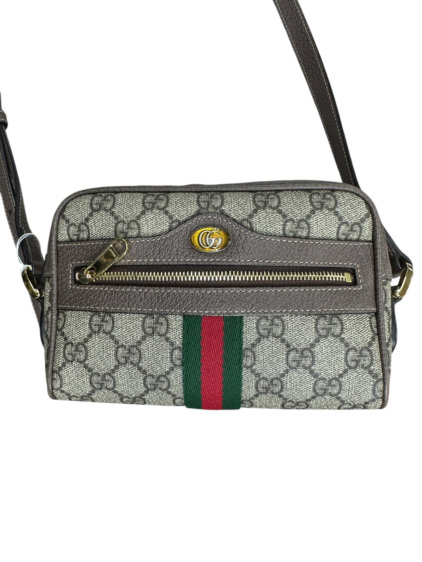 GUCCI GG Supreme Ophidia Crossbody Bag Beige/Brown Gold Hardware GU575