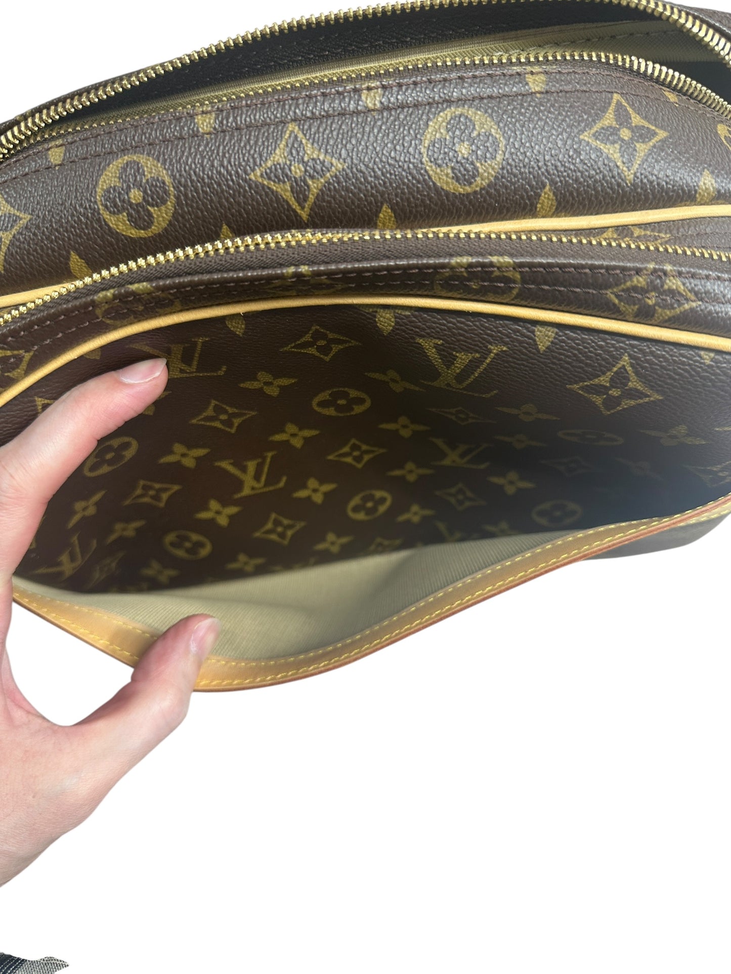 LOUIS VUITTON Monogram Reporter PM Crossbody Bag Brown Gold Hardware LO2249