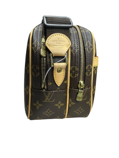 LOUIS VUITTON Monogram Reporter PM Crossbody Bag Brown Gold Hardware LO2249