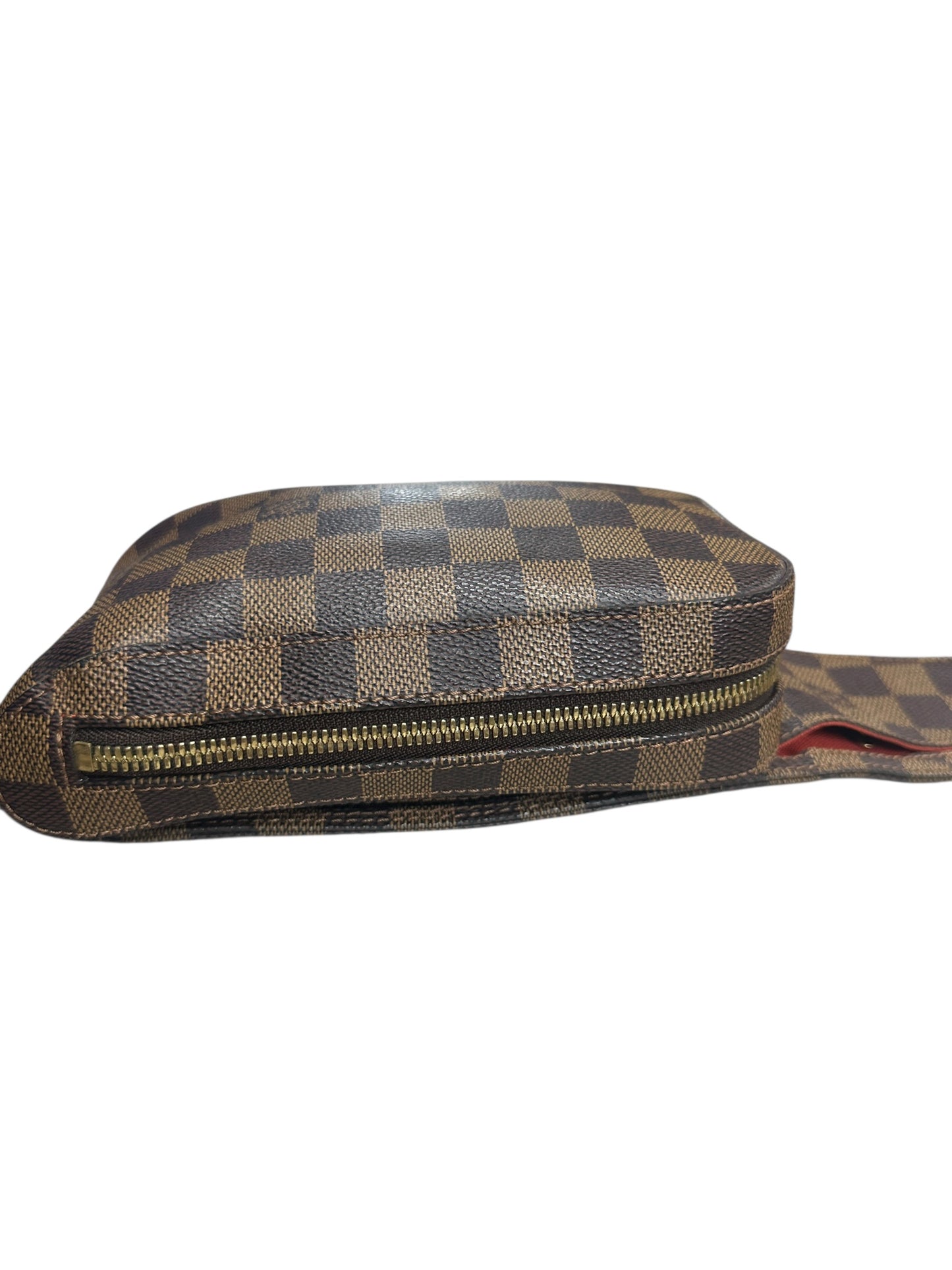 LOUIS VUITTON Damier Ebene Geronimos Belt Bag Brown Gold Hardware LO2254