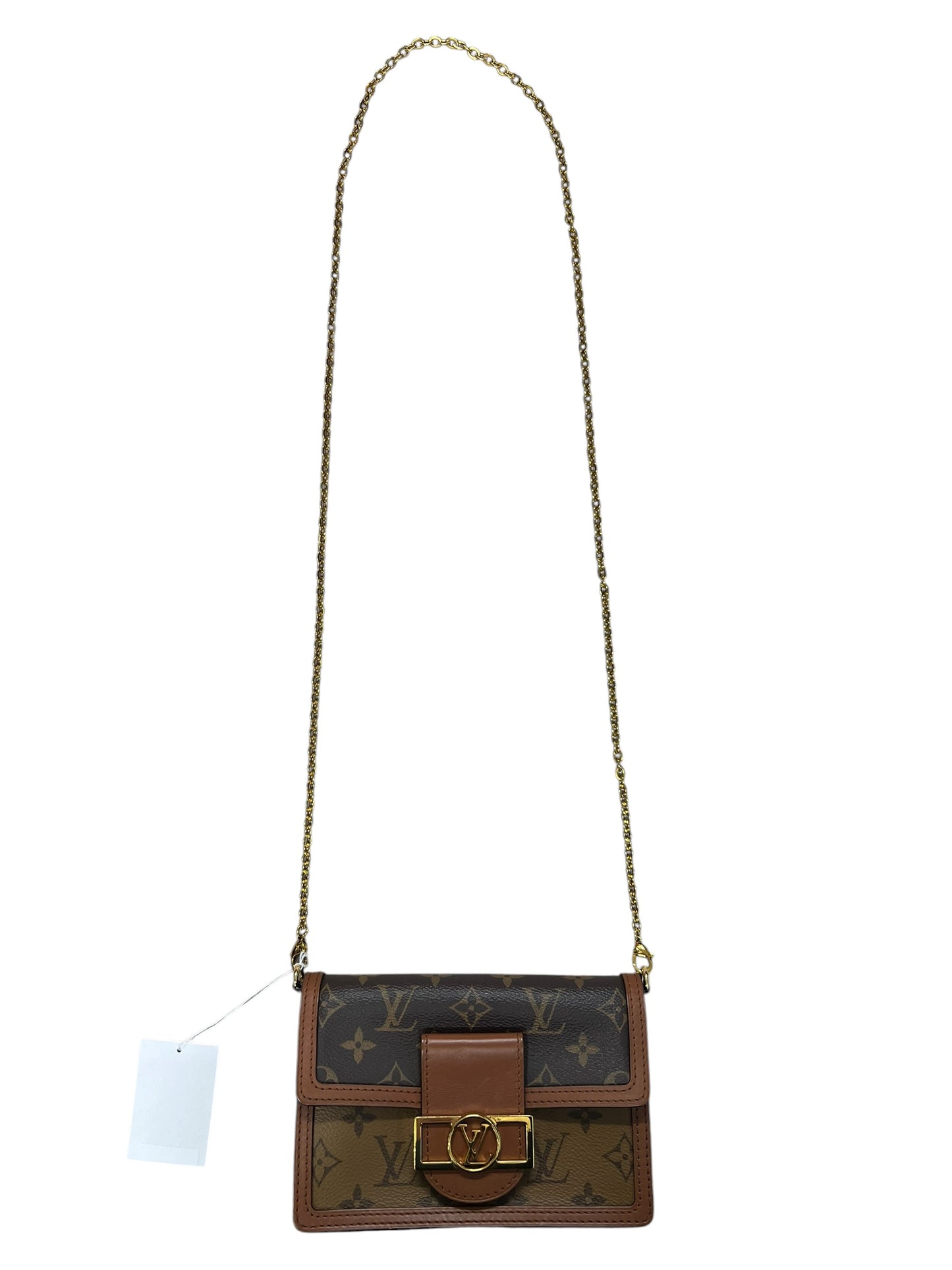LOUIS VUITTON Monogram Reverse Dauphine Wallet on Chain Brown Gold Hardware LO2313