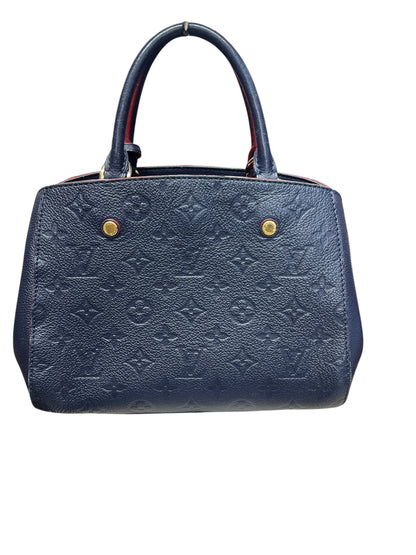 LOUIS VUITTON Monogram Empreinte Montaigne BB Handbag Navy Gold Hardware LO2311