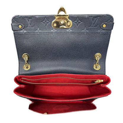LOUIS VUITTON Monogram Empreinte Vavin PM Shoulder Bag Navy Gold Hardware LO2321