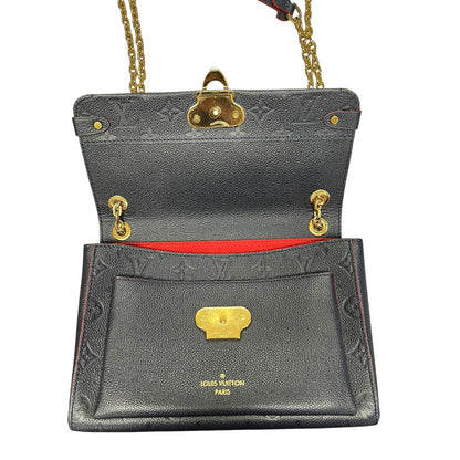 LOUIS VUITTON Monogram Empreinte Vavin PM Shoulder Bag Navy Gold Hardware LO2321