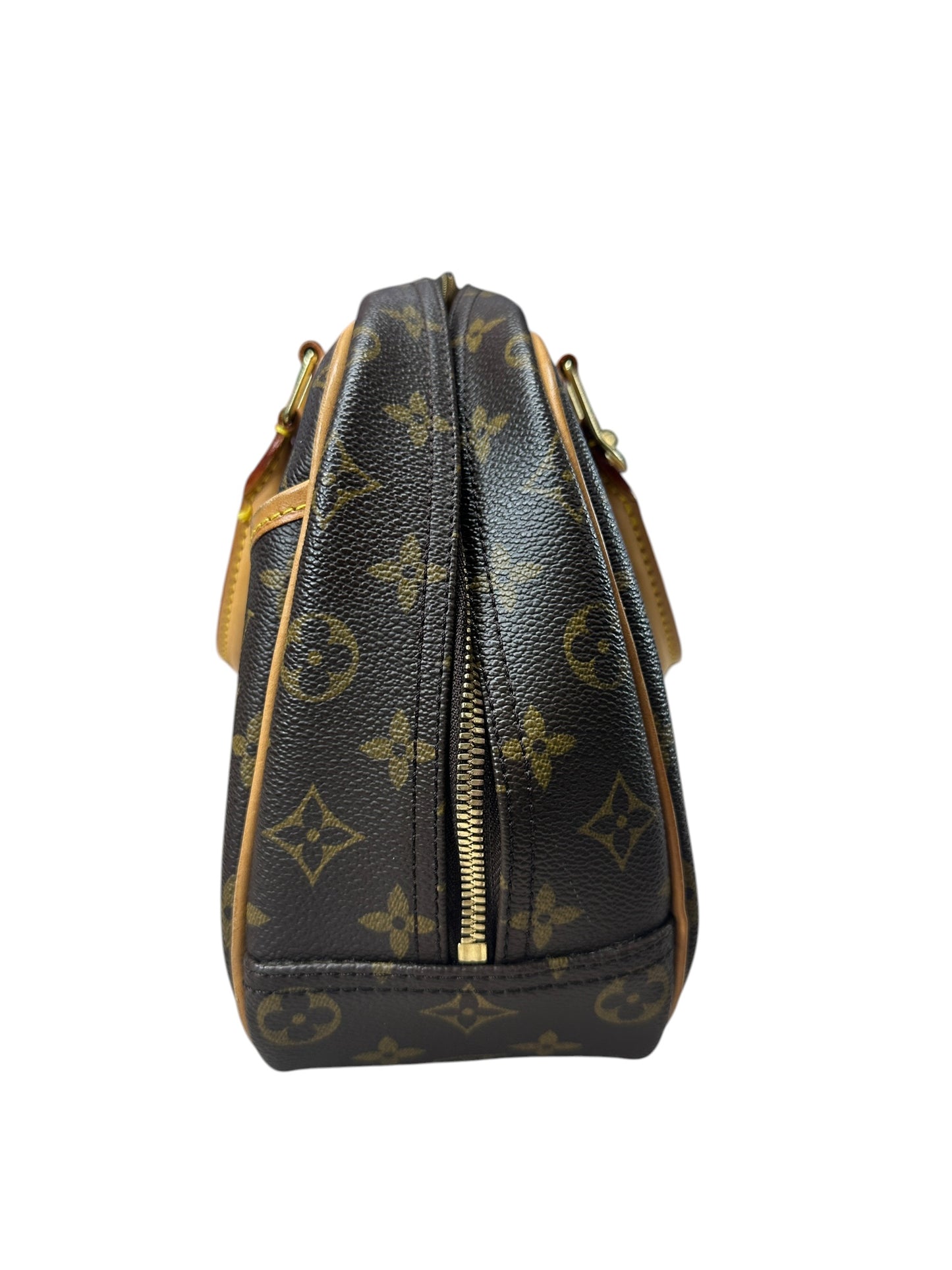 LOUIS VUITTON Monogram Trouville Handbag Brown Gold Hardware LO2305
