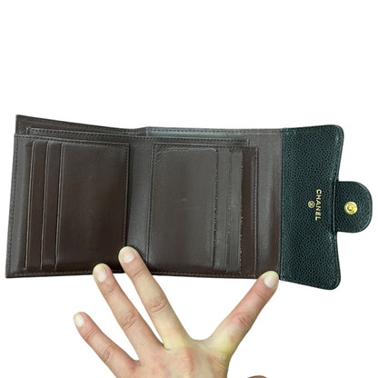 CHANEL Caviar Quilted Classic Small Flap Wallet Black Gold Hardware CH2132