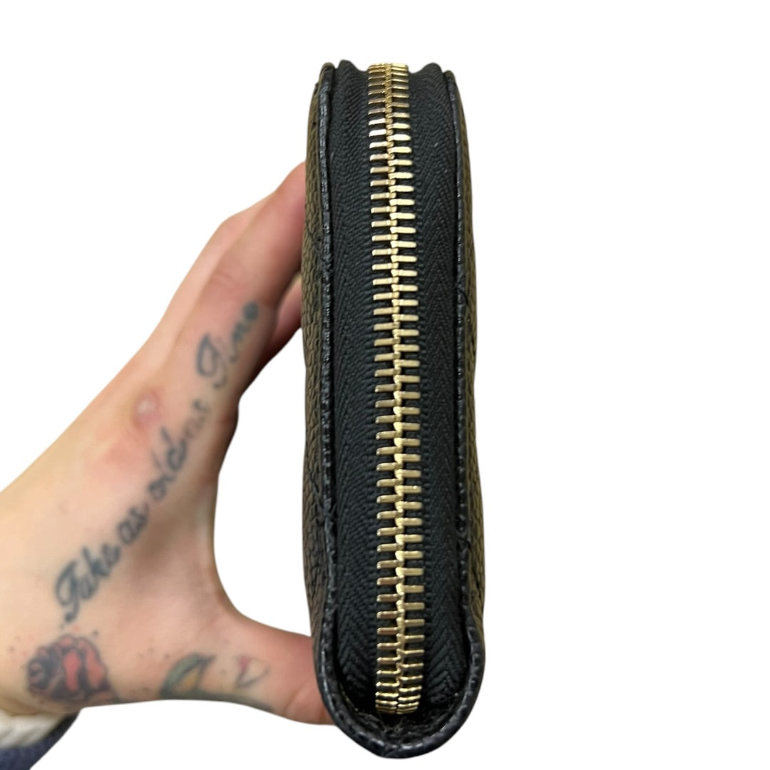 CHANEL Caviar Quilted Zip Around Long Wallet Black Gold Hardware CH2131