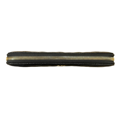 CHANEL Caviar Quilted Zip Around Long Wallet Black Gold Hardware CH2131