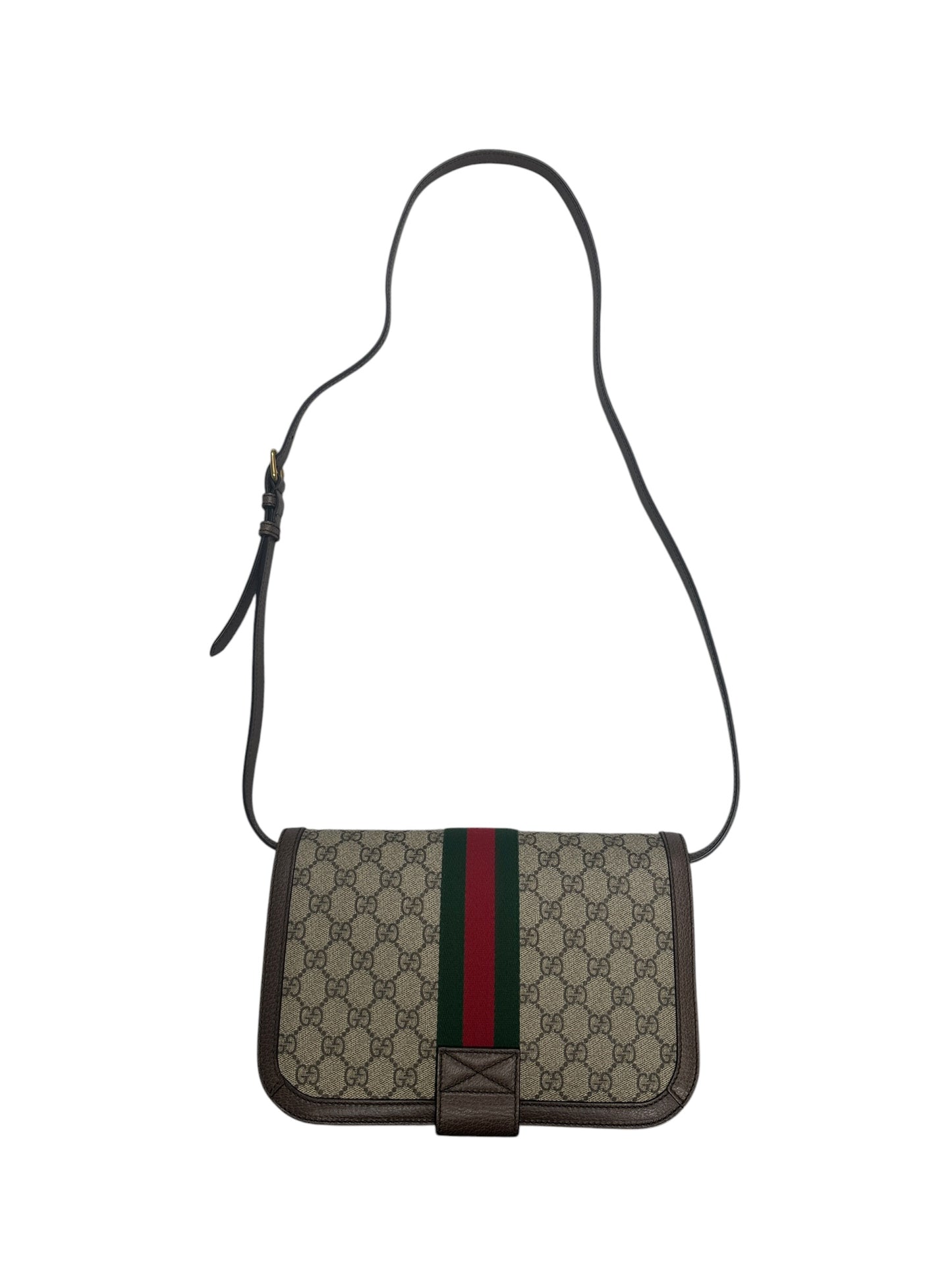 GUCCI GG Supreme Ophidia Small Shoulder Bag Brown Gold Hardware GU577