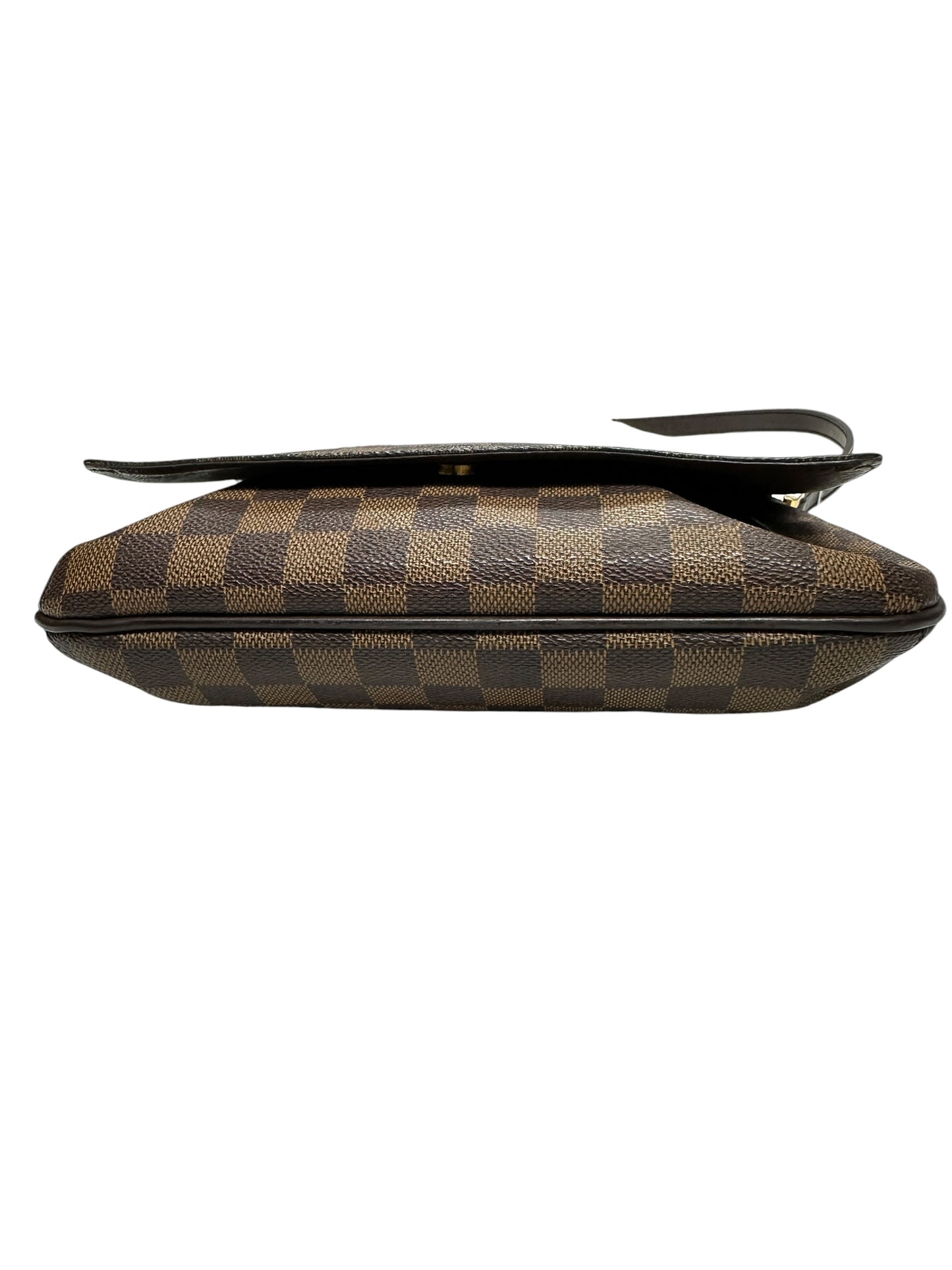 LOUIS VUITTON Damier Ebene Musette Tango Shoulder Bag Brown Gold Hardware LO2329