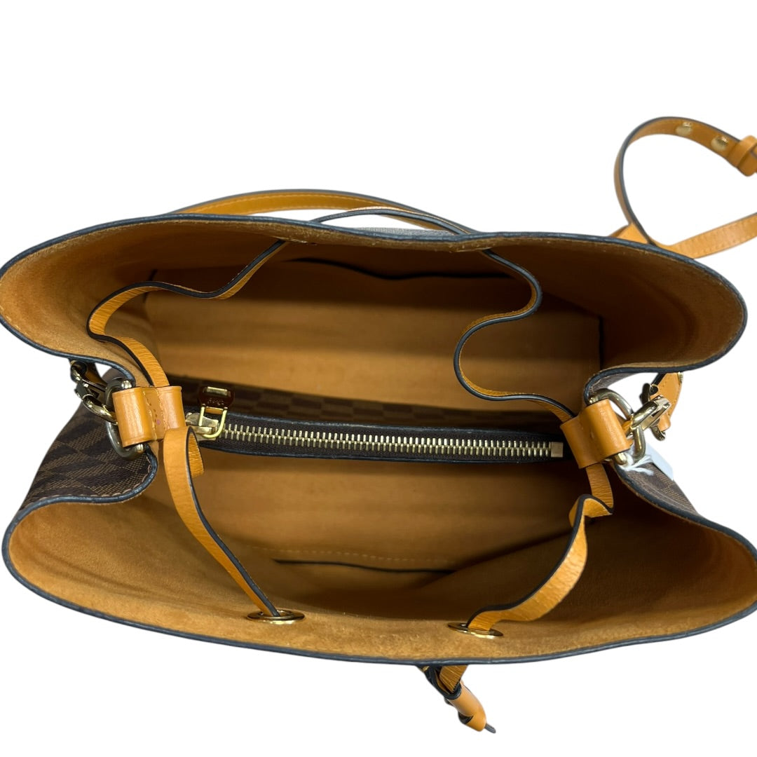 LOUIS VUITTON Damier Ebene NeoNoe BB Bucket Bag Brown Gold Hardware LO2356