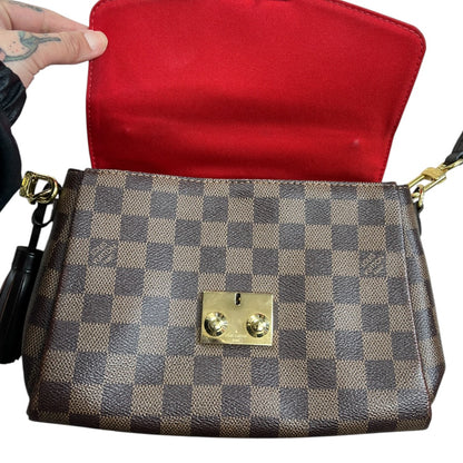 LOUIS VUITTON Damier Ebene Croisette Handbag Brown Gold Hardware LO2333
