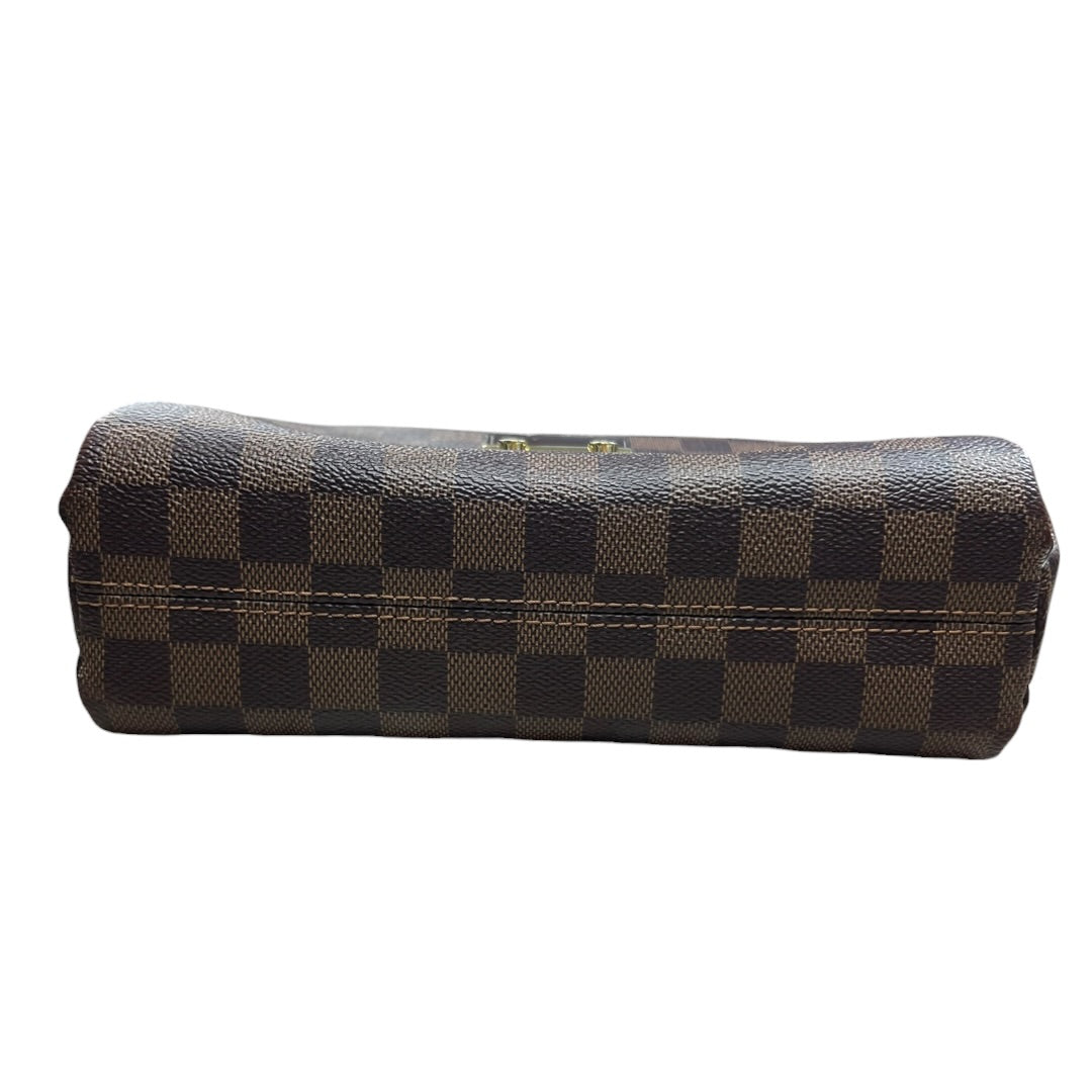 LOUIS VUITTON Damier Ebene Croisette Handbag Brown Gold Hardware LO2333