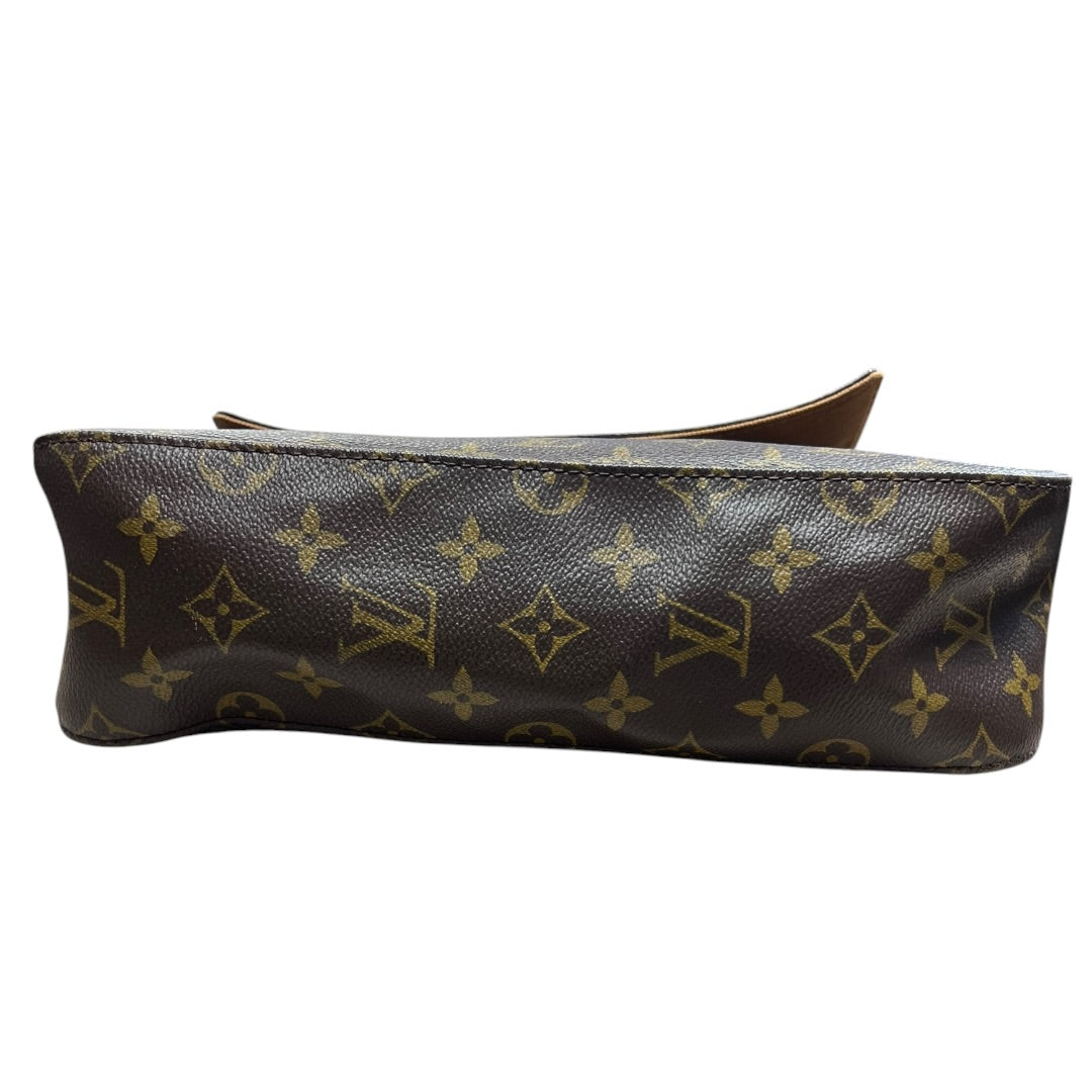 LOUIS VUITTON Monogram Looping GM Shoulder Bag Brown Gold Hardware LO2343