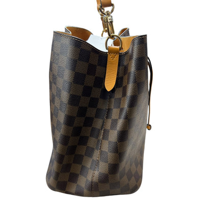 LOUIS VUITTON Damier Ebene NeoNoe BB Bucket Bag Brown Gold Hardware LO2356