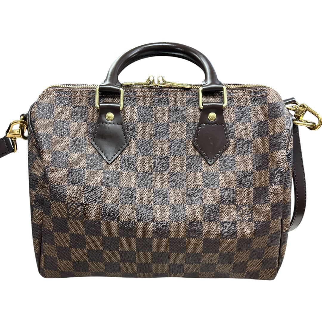 LOUIS VUITTON Damier Ebene Speedy 30 Handbag Brown Gold Hardware LO2339