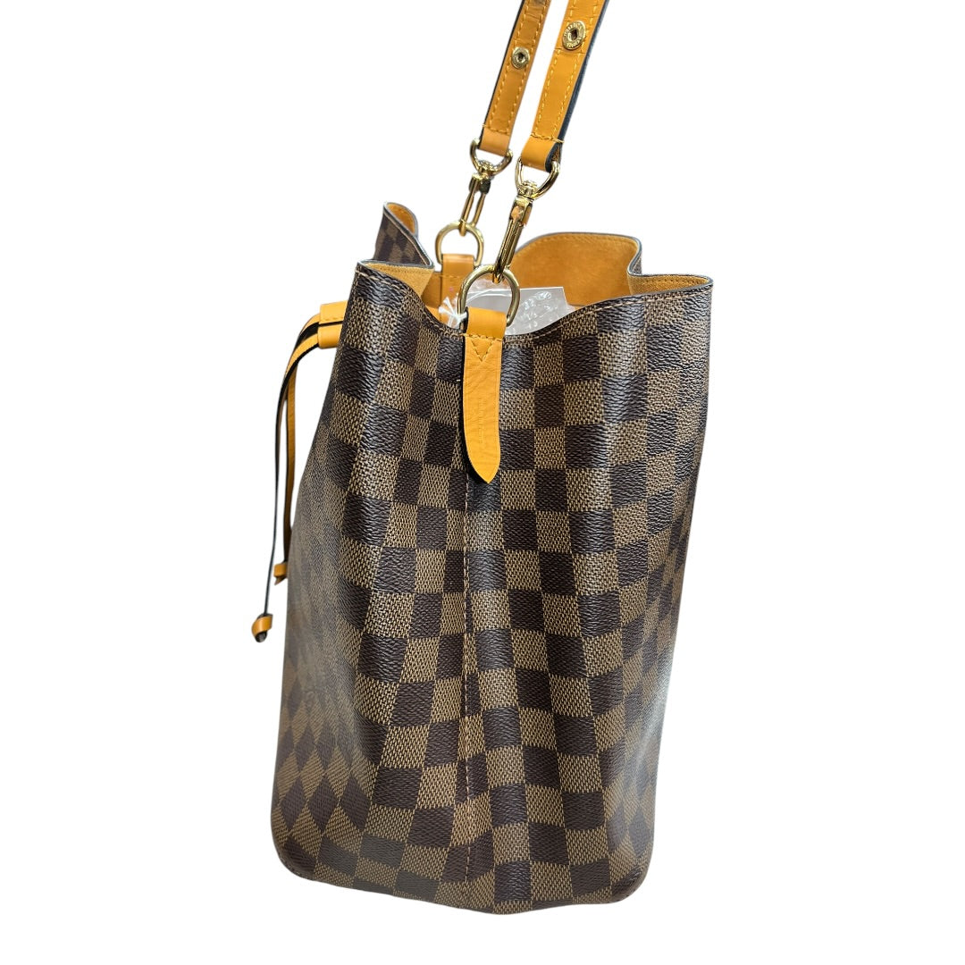LOUIS VUITTON Damier Ebene NeoNoe BB Bucket Bag Brown Gold Hardware LO2356