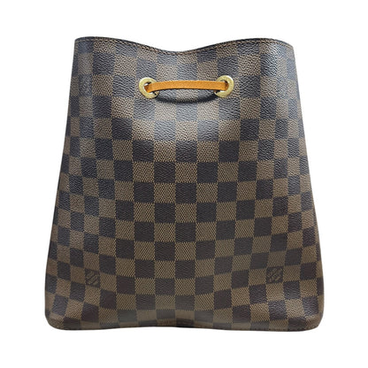 LOUIS VUITTON Damier Ebene NeoNoe BB Bucket Bag Brown Gold Hardware LO2356