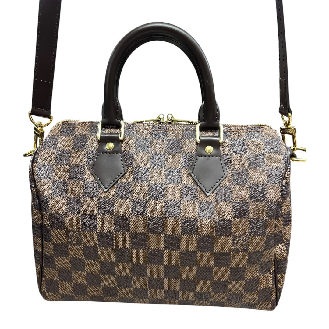 LOUIS VUITTON Damier Ebene Speedy 30 Handbag Brown Gold Hardware LO2339