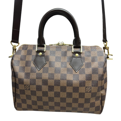 LOUIS VUITTON Damier Ebene Speedy 30 Handbag Brown Gold Hardware LO2339