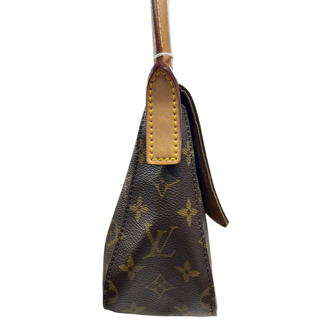 LOUIS VUITTON Monogram Looping GM Shoulder Bag Brown Gold Hardware LO2343