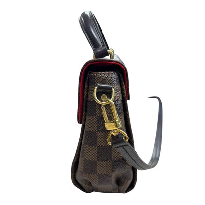 LOUIS VUITTON Damier Ebene Croisette Handbag Brown Gold Hardware LO2333