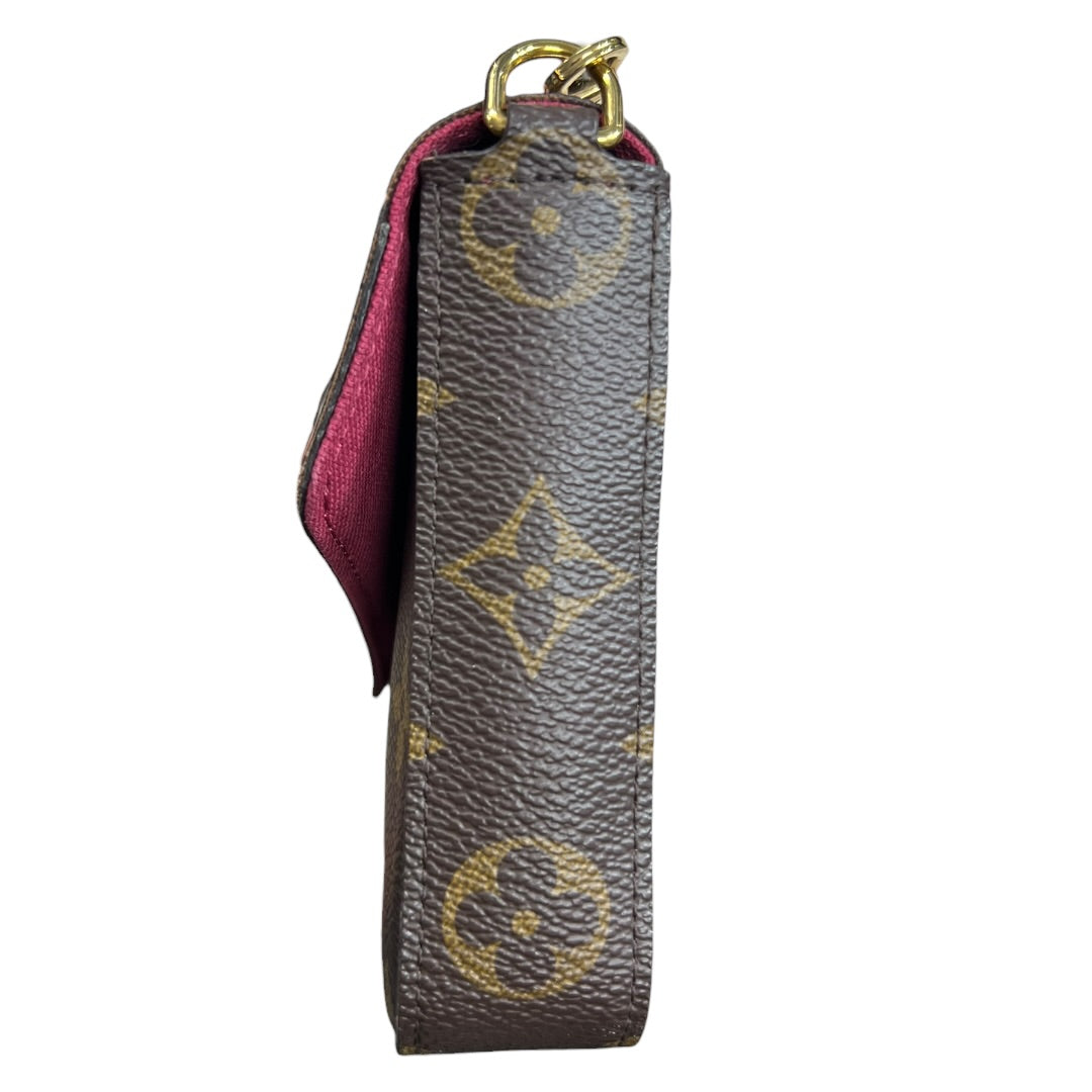 LOUIS VUITTON Monogram Felicie Pochette Chain Wallet Brown Gold Hardware LO2336