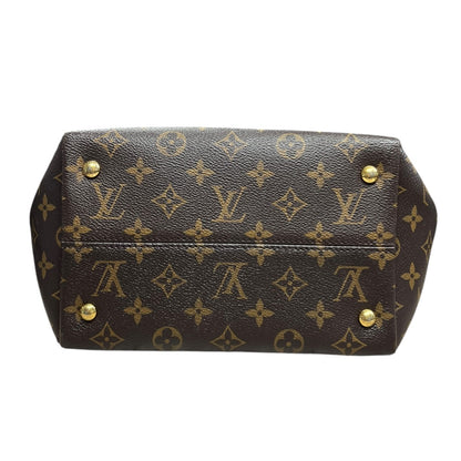 LOUIS VUITTON Monogram Sac Plat Tote Bag Brown/Red Gold Hardware LO2328