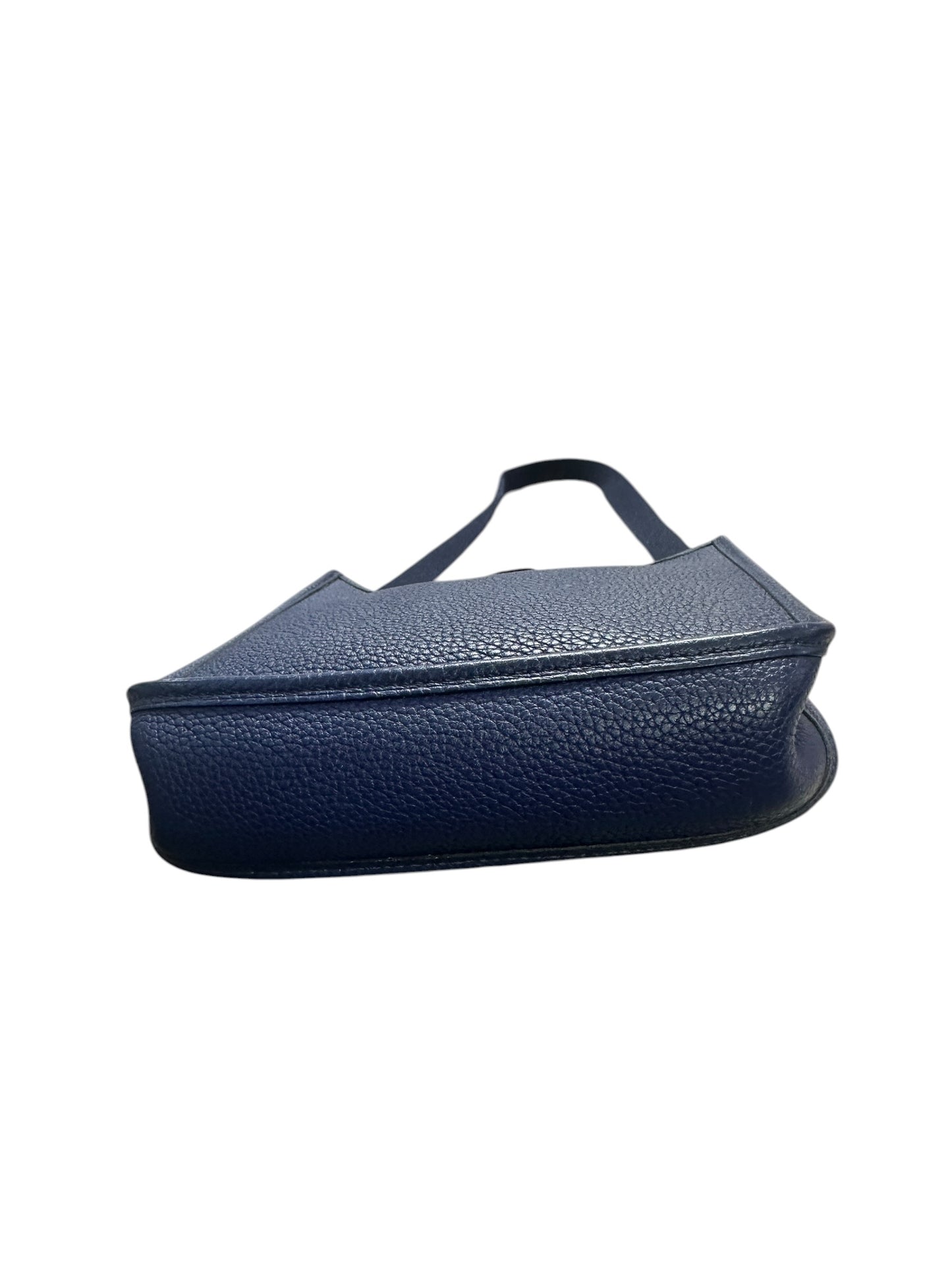HERMES Togo Evelyne TPM Crossbody Bag Bleu Saphir Silver Hardware HE422