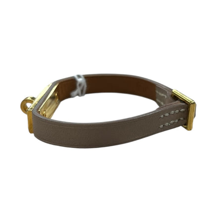 HERMES Kelly Double Tour Bracelet XS Etoupe Leather Gold Hardware HE449