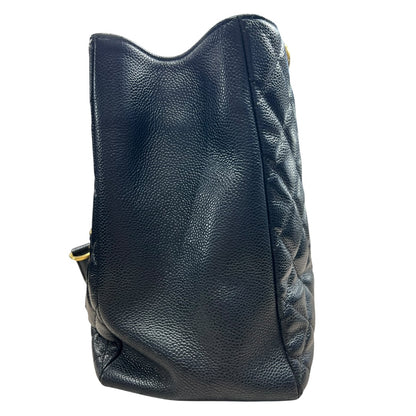 CHANEL Caviar Grand Shopping Tote GST Shoulder Bag Black Gold Hardware CH2137