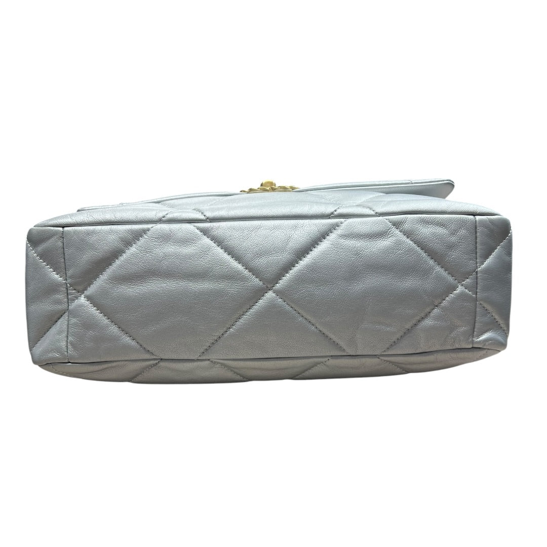 CHANEL 19 Lambskin Small Flap Bag Silver Metallic Mixed Hardware CH2136