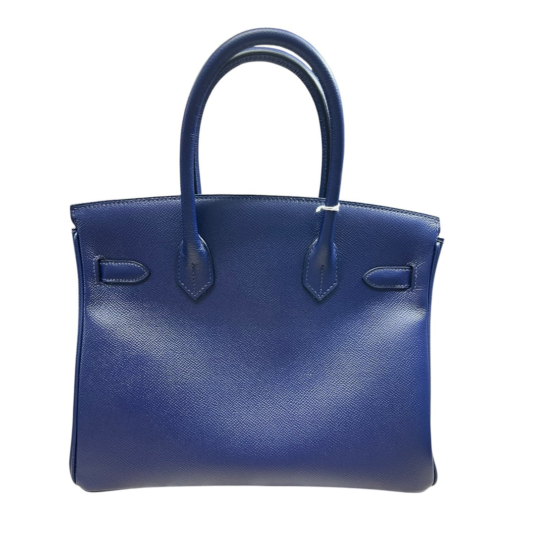 HERMES Epsom Birkin 30 Handbag Bleu Electrique Silver Hardware HE447