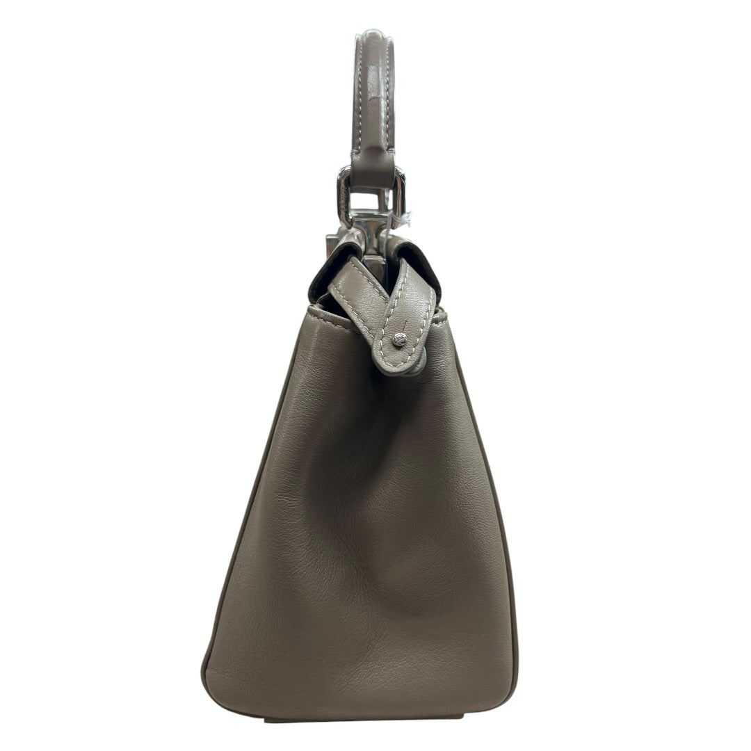 FENDI Leather Peekaboo Iconic Mini Handbag Dove Grey Silver Hardware FE369