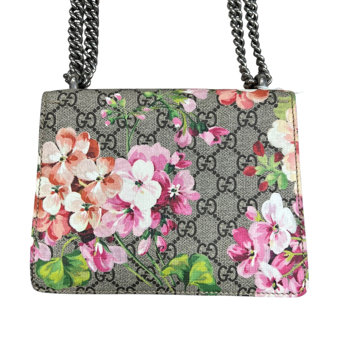 GUCCI GG Supreme Blooms Dionysus Shoulder Bag Mini Beige Silver Hardware Gu586